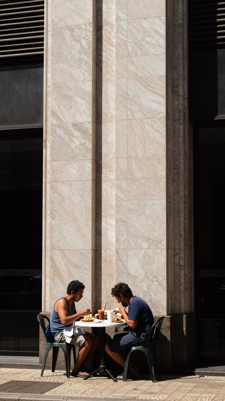 São Paulo Lunch Break at The Flat Glare Of Noon Light in in São Paulo, Brazil