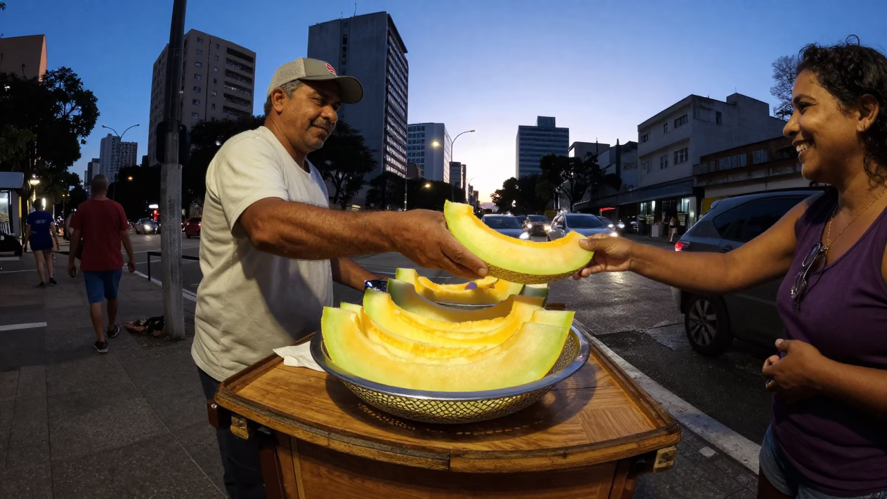 São Paulo Melon Slices at Twilight in in São Paulo, Brazil