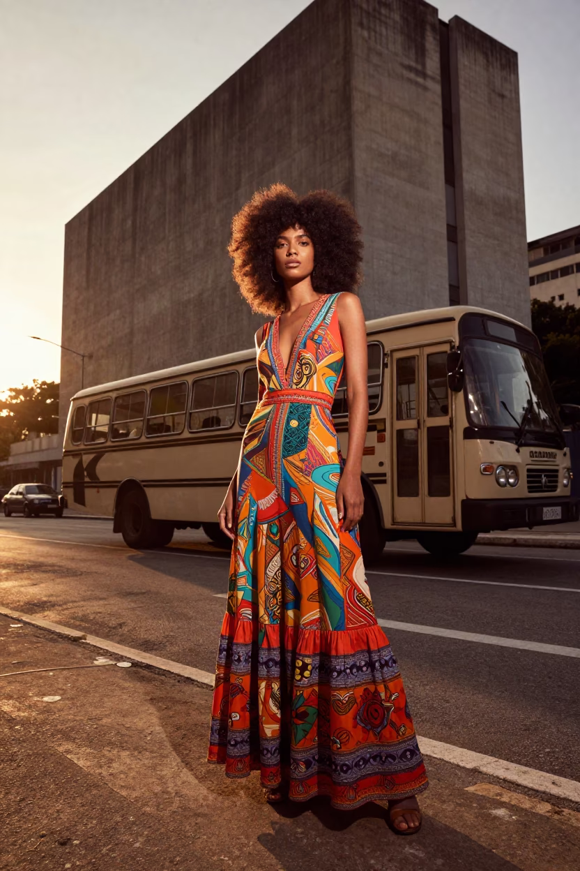 São Paulo Model at Sunset Light in in São Paulo, Brazil
