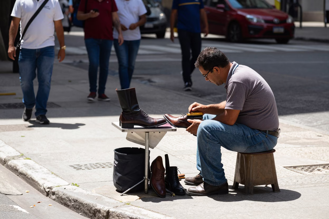 São Paulo Street Corner at Bright Midmorning Light in in São Paulo, Brazil