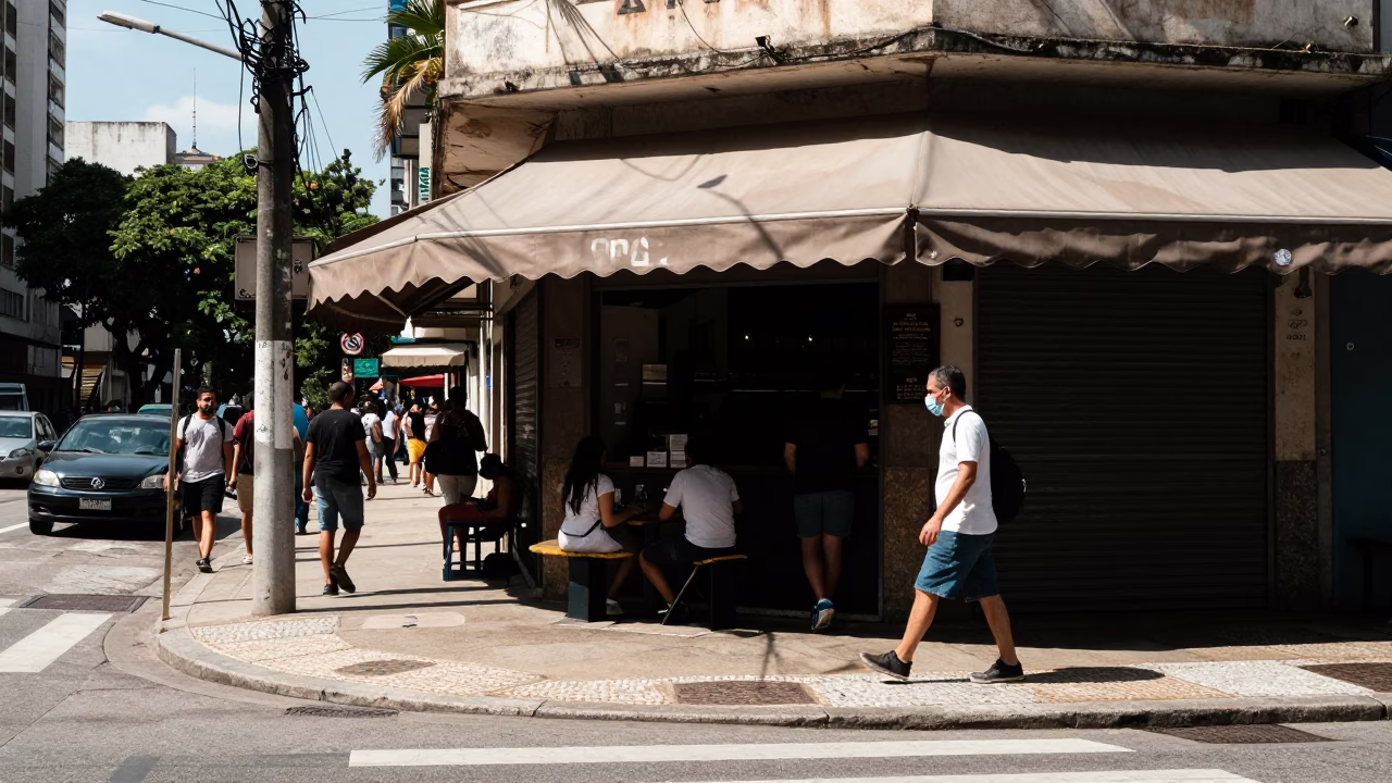 São Paulo Street Scene at The Flat Glare Of Noon Light in in São Paulo, Brazil