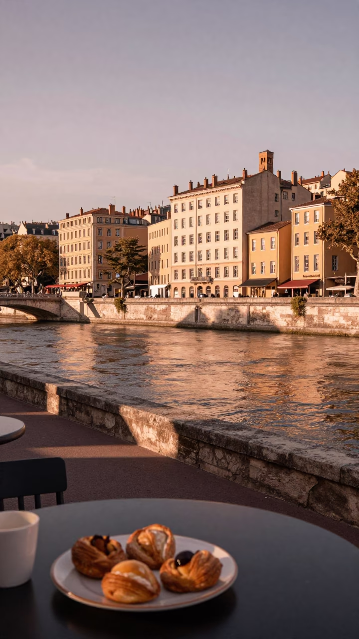 Saone River And Historic Buildings in Lyon in in Lyon, France