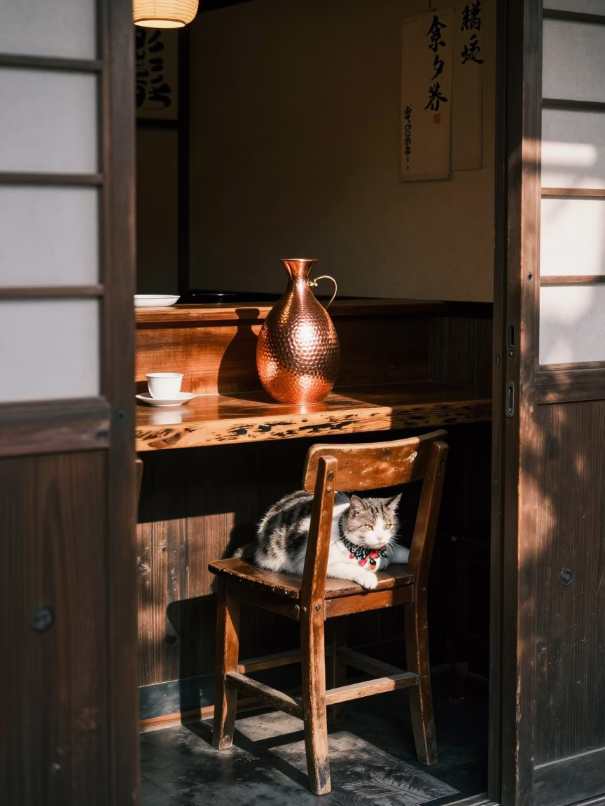 Sapporo Cat at Afternoon Light in in Sapporo, Japan