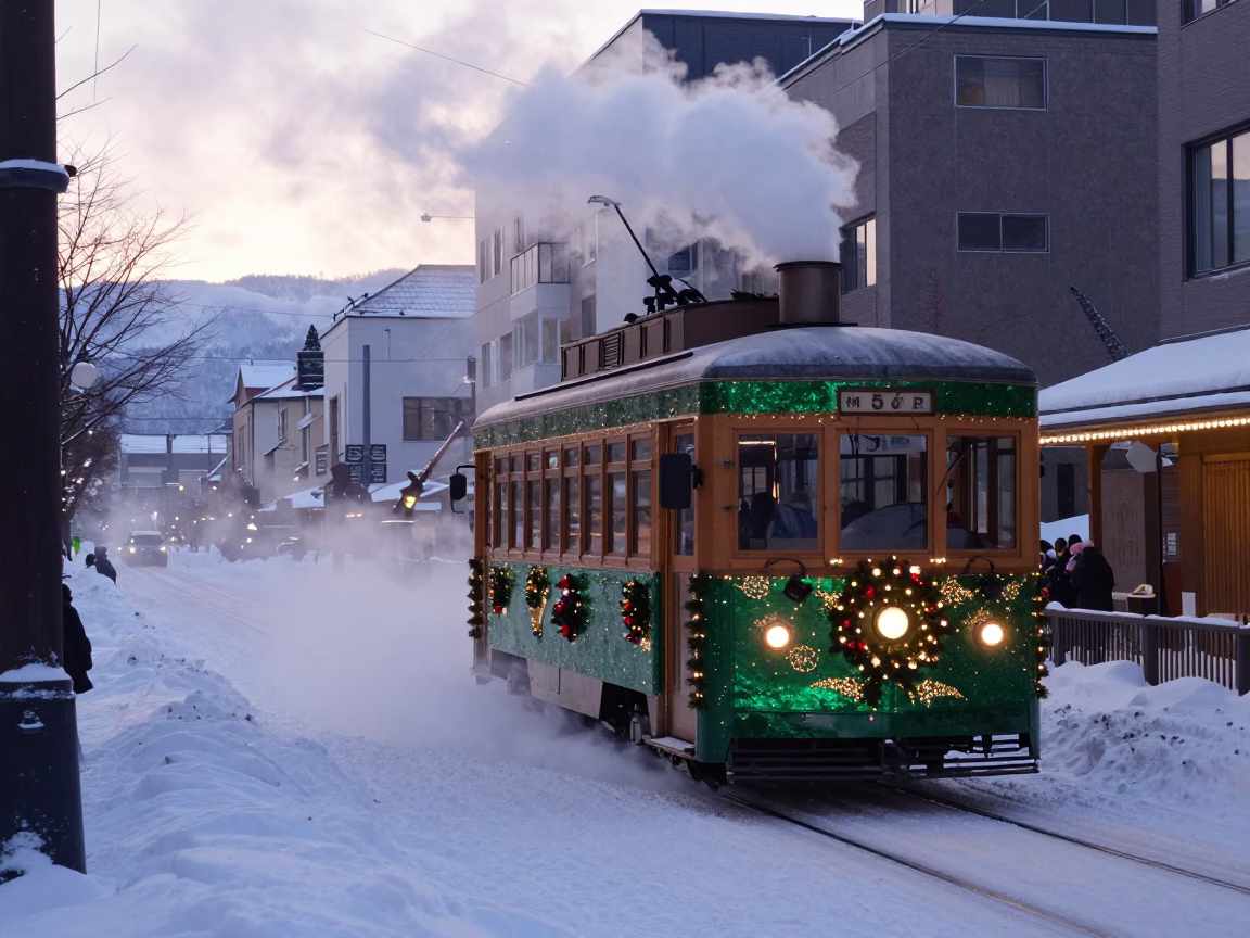 Sapporo Christmas at First Light Of Dawn in in Sapporo, Japan