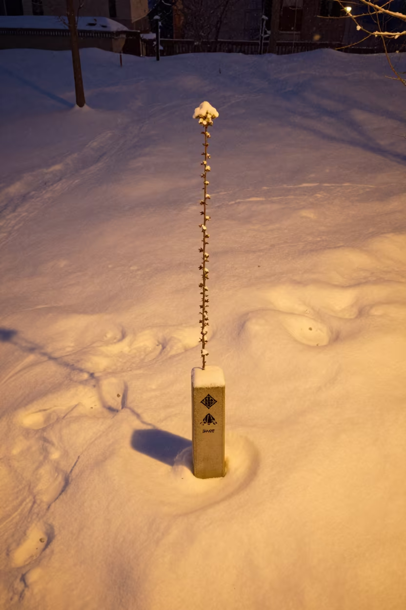 Sapporo Divide Marker Towering Flower in Snow in near Sapporo