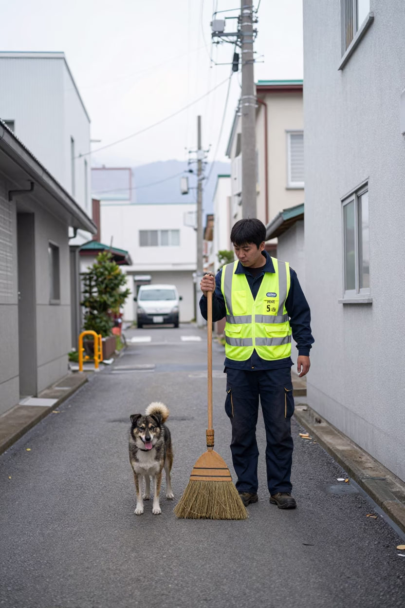 Sapporo Dog at Midday Light in in Sapporo, Japan