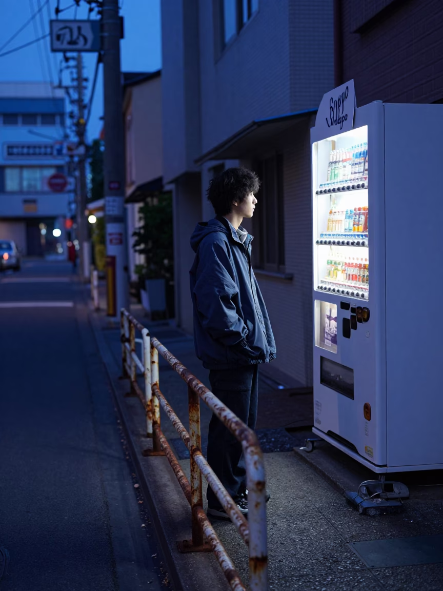 Sapporo Evening Street Scene with Retro 1990s Aesthetics and Local Details in in Sapporo, Japan