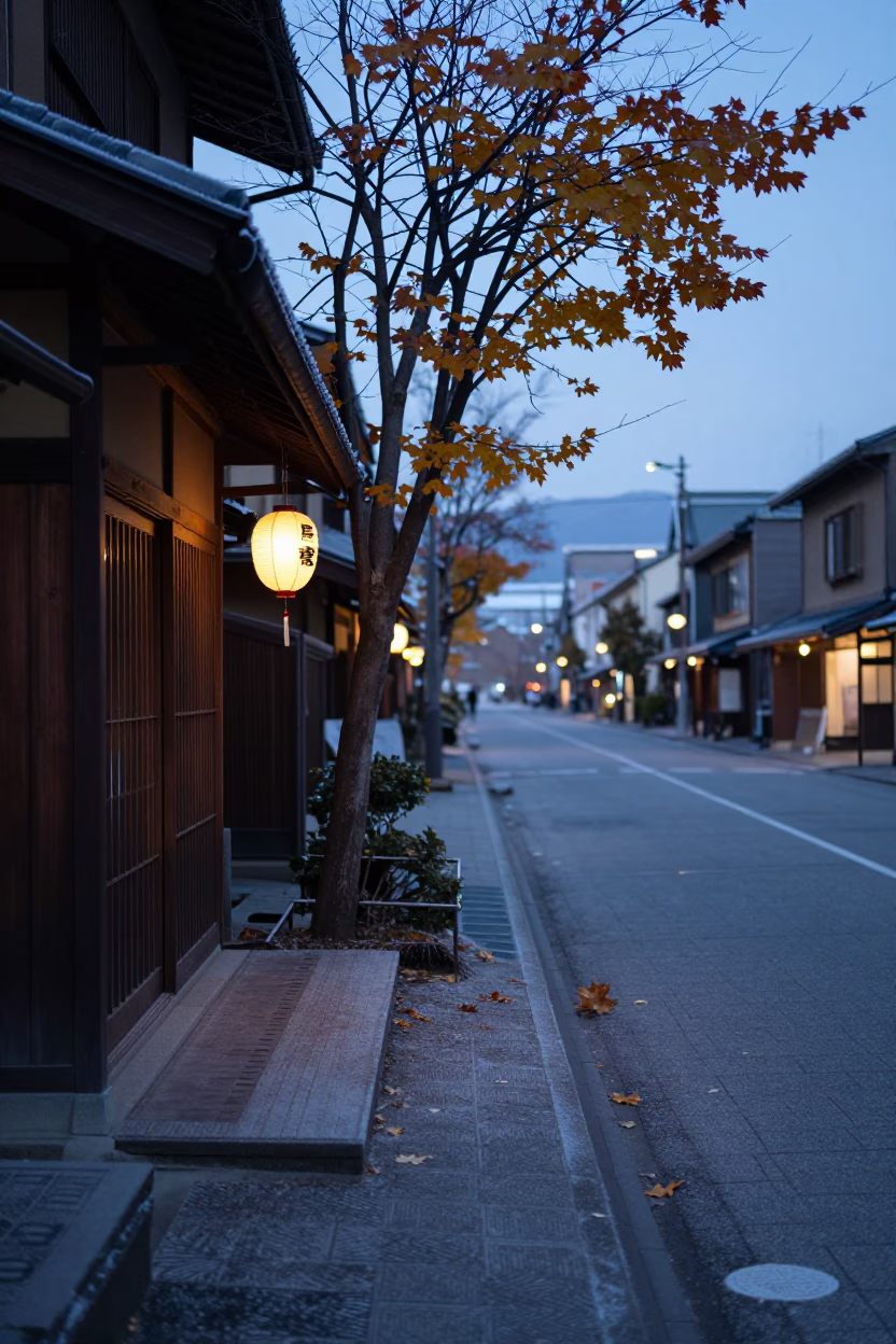 Sapporo Japan Dawn Street Scene Before Lantern Festival with Leaf Shadows in in Sapporo, Japan