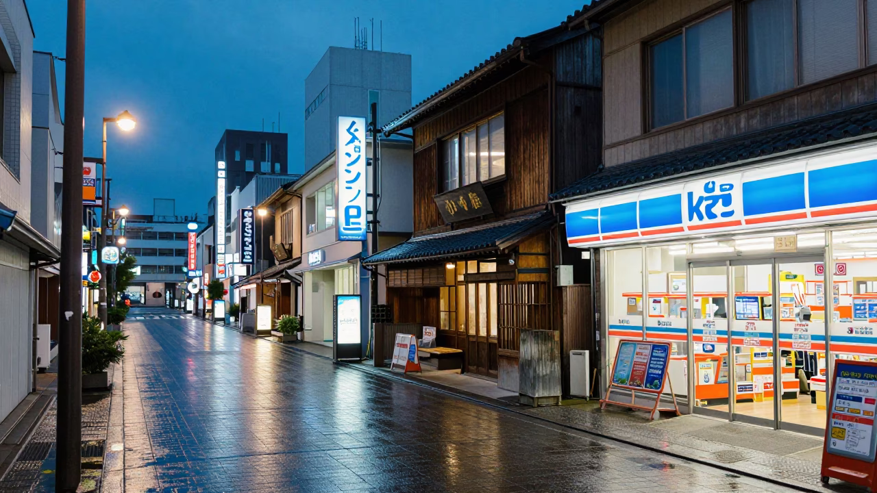 Sapporo Japan Evening Street Scene with Neon Signs and Traditional Lanterns in in Sapporo, Japan