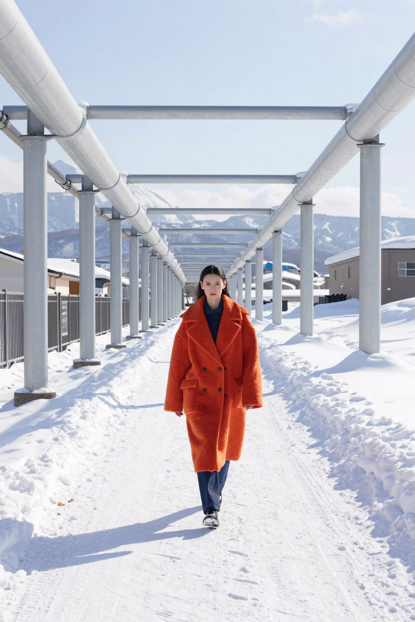 Sapporo Japan Noon District Heating Corridor Snow High Fashion Model in in Sapporo, Japan