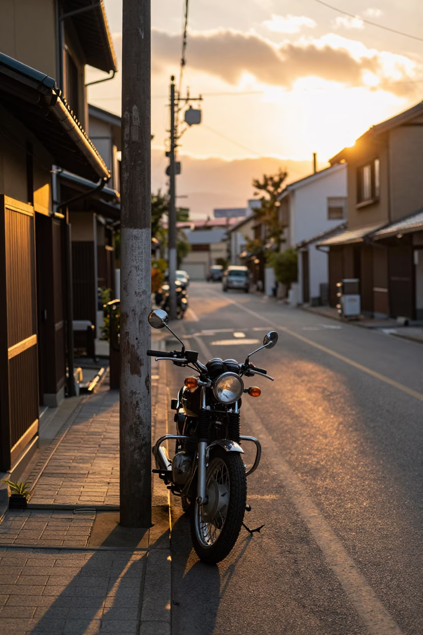 Sapporo Japan Street Scene at Sunset with Motorcycle and Local Life in in Sapporo, Japan