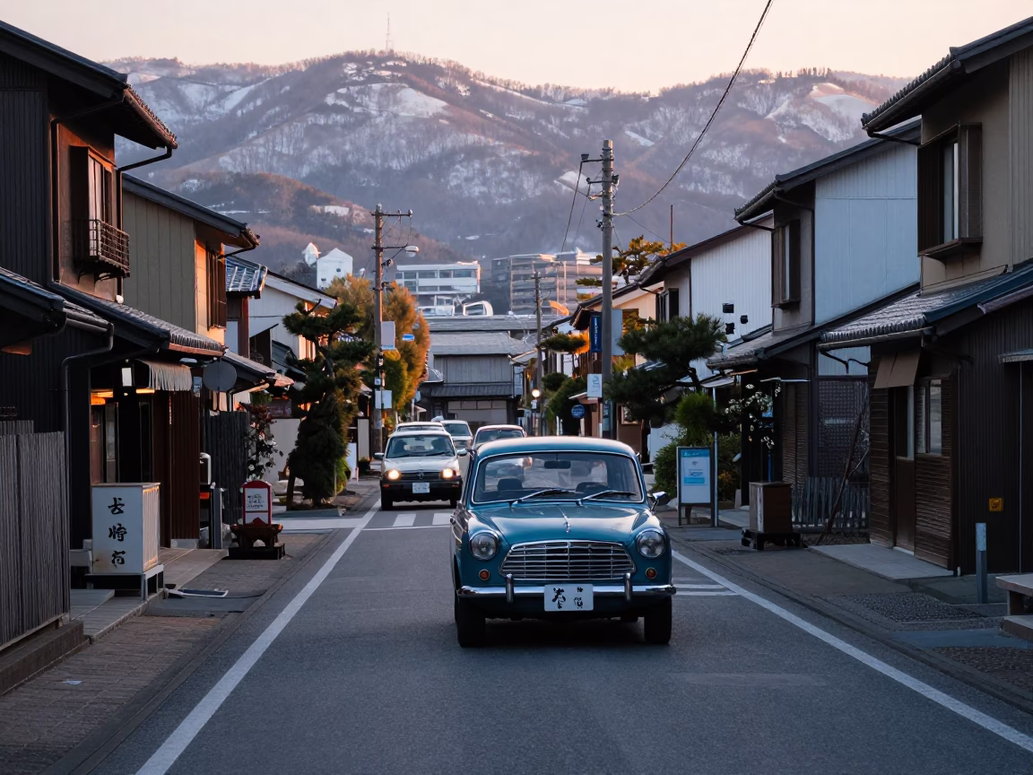Sapporo Morning Street Scene with Vintage Car Rally and Local Life in in Sapporo, Japan