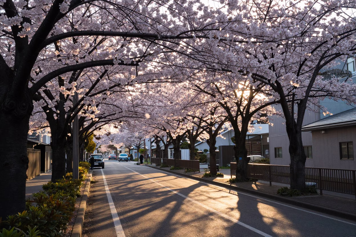 Sapporo Morning Sunlight at As First Light Reaches The Scene in in Sapporo, Japan