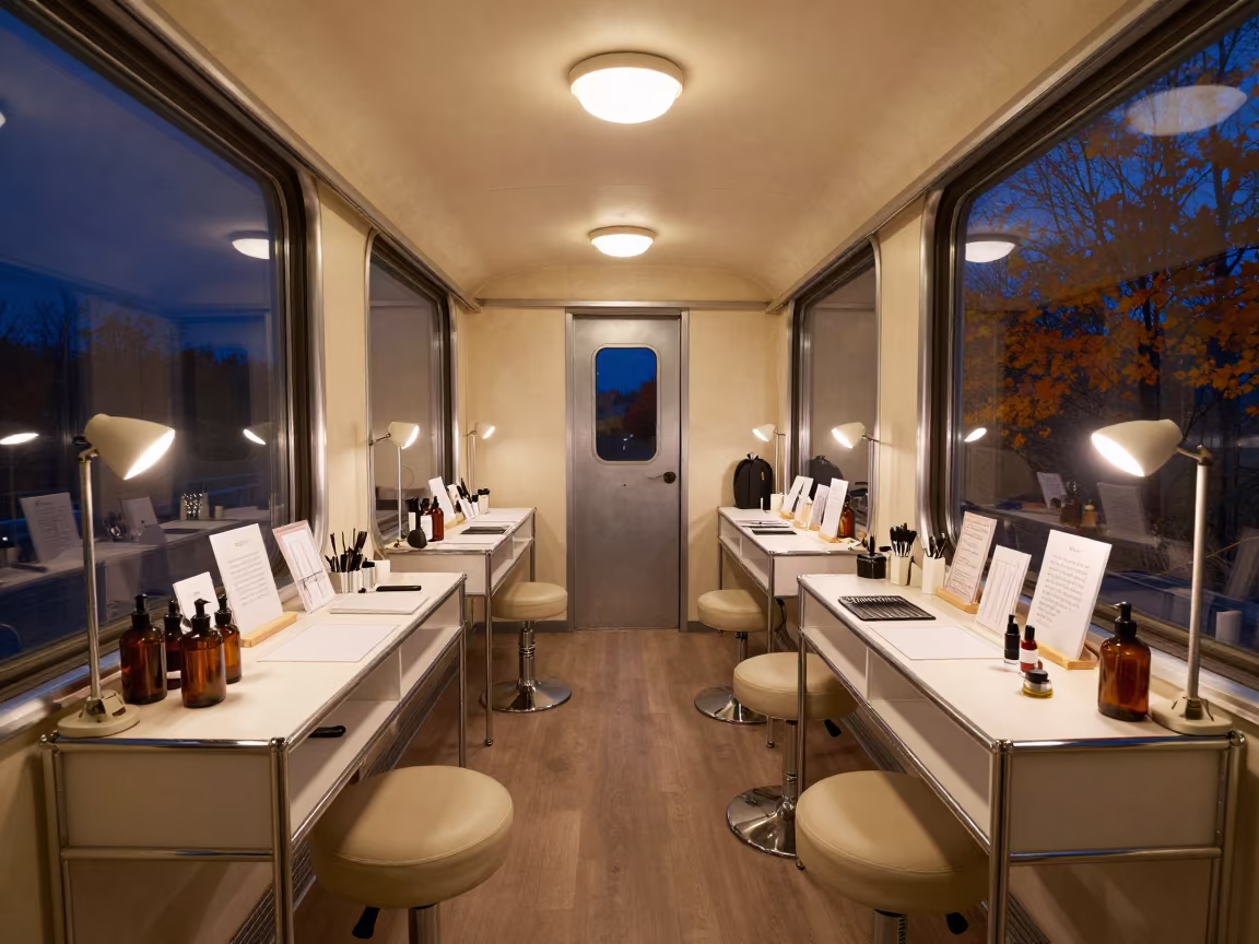 Sapporo Nail Studio Train Return Shelf in inside a nail studio in Sapporo