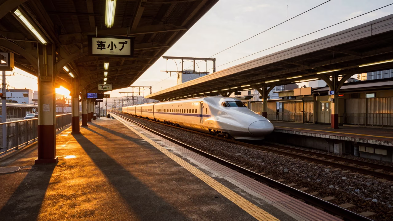 Sapporo Railway Station Platform at Golden Hour in in Sapporo, Japan