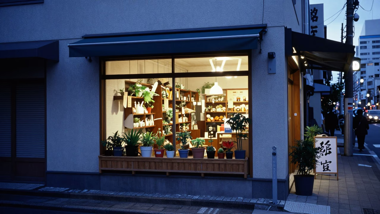 Sapporo Store Exterior at The Still Hours Before Dawn Light in in Sapporo, Japan