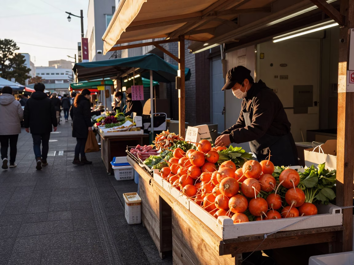Sapporo Street Scene at Golden Hour in in Sapporo, Japan