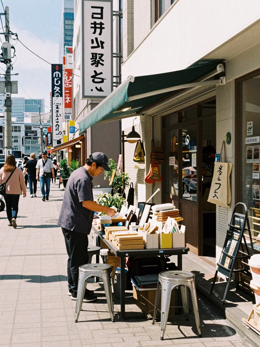 Sapporo Street Scene at Midday Light in in Sapporo, Japan