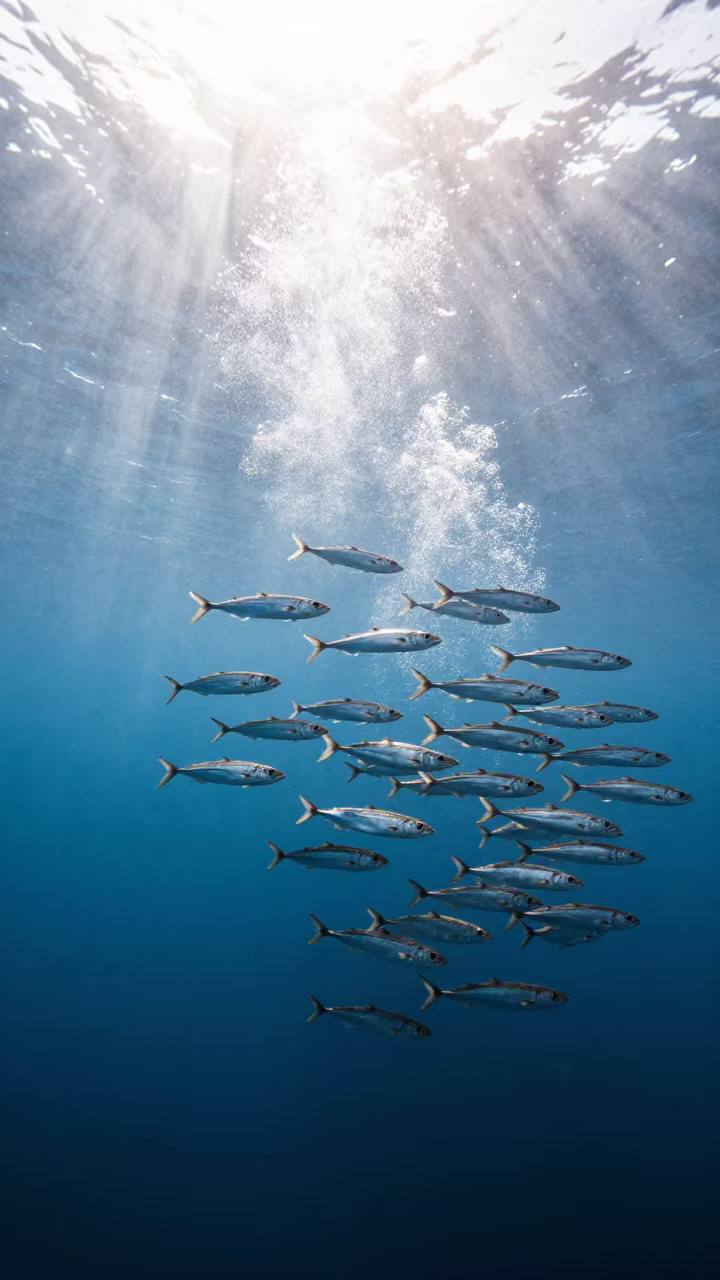 Sardine School Silhouettes Against Auckland Drop-Off in beside a volcanic drop-off near Ponsonby, Auckland