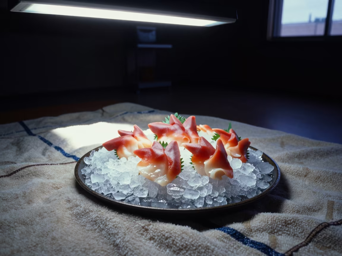 Sashimi on Ice Picnic Sapporo Predawn in on a picnic blanket in Sapporo