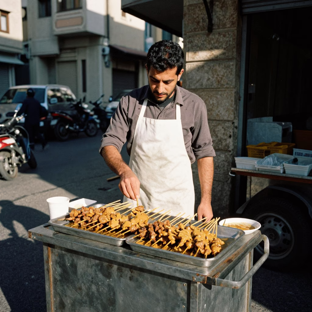 Satay Skewers in Beirut at The Late Morning Light in in Beirut, Lebanon