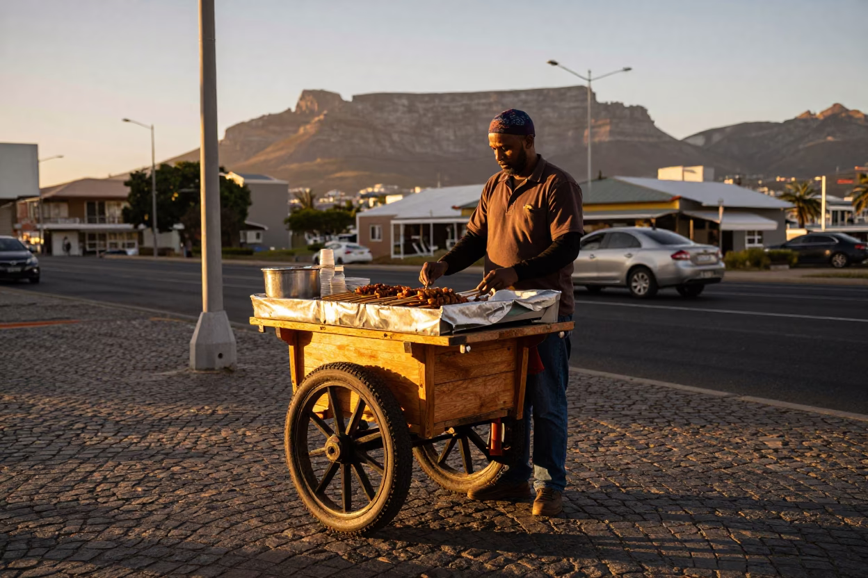 Satay Skewers in Cape Town at Honeyed Evening Light in in Cape Town, South Africa