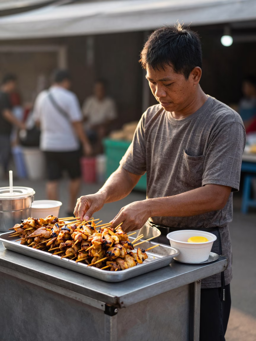 Satay Skewers in Chiang Mai at The Late Morning Light in in Chiang Mai, Thailand