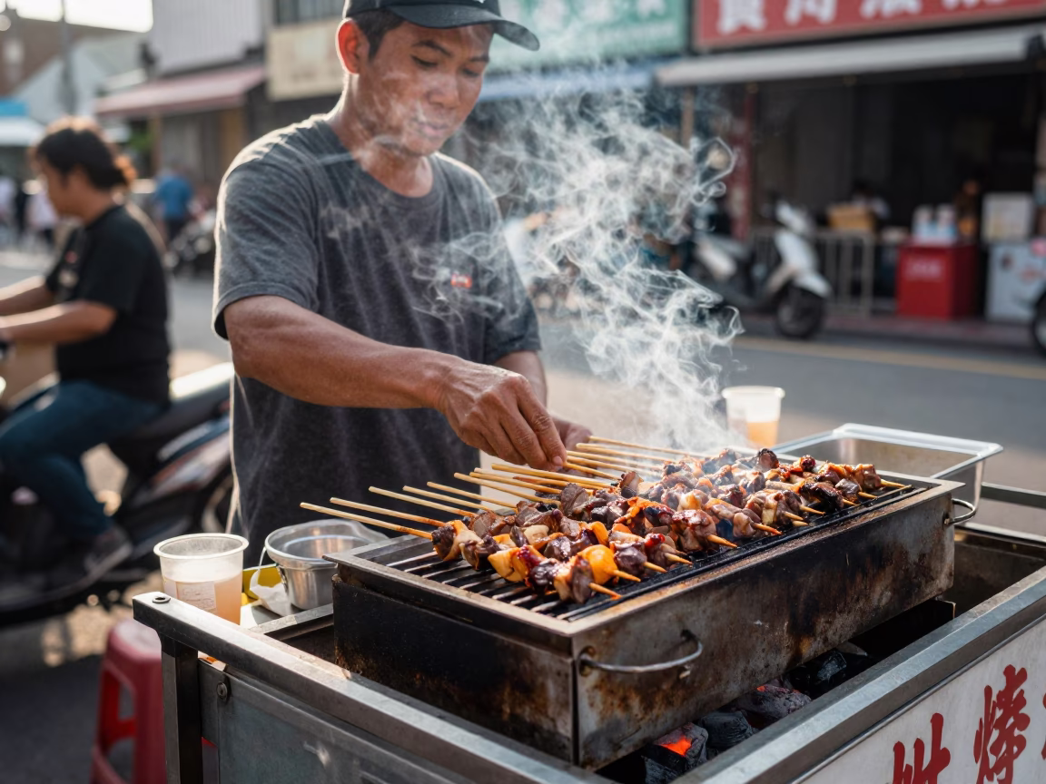 Sate Skewers at The Late Morning Light in Kaohsiung in in Kaohsiung, Taiwan