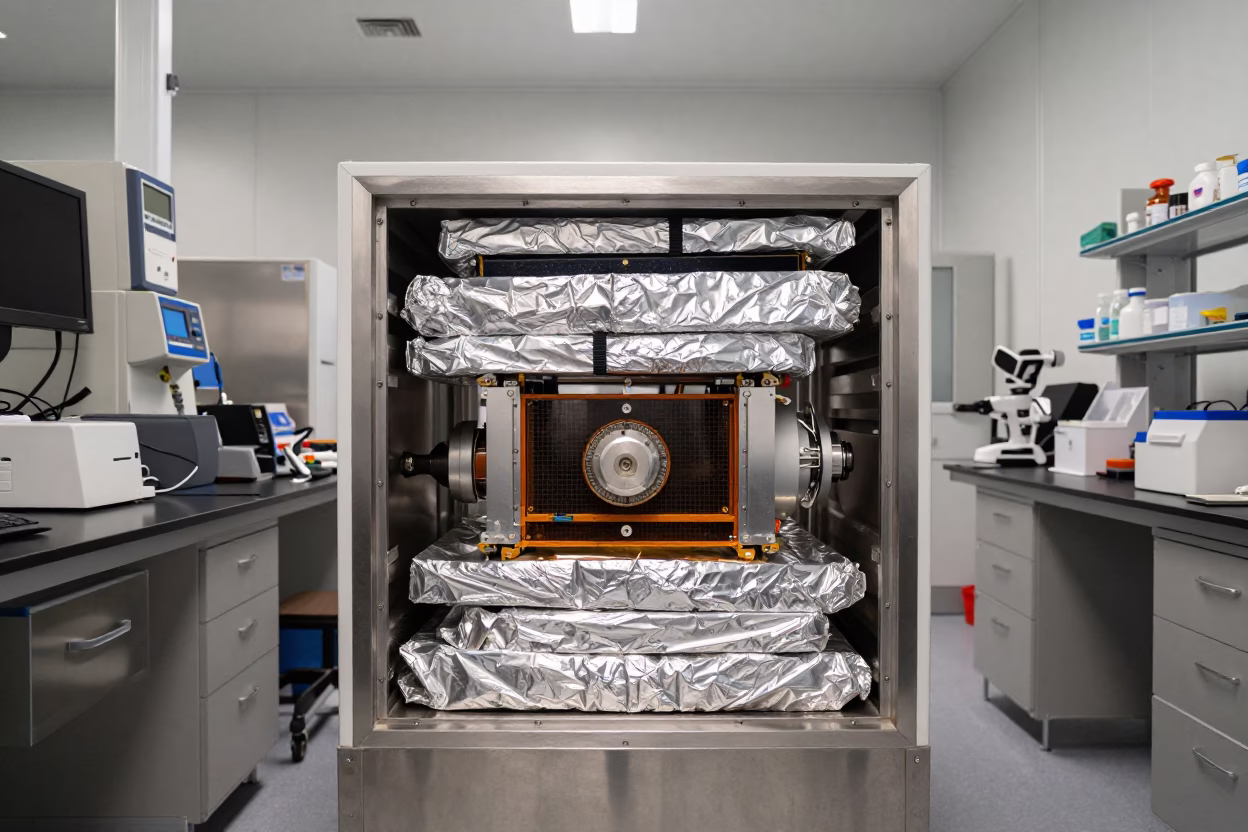 Satellite Parts in Clean Room Lab Vancouver in inside a university research lab in Vancouver