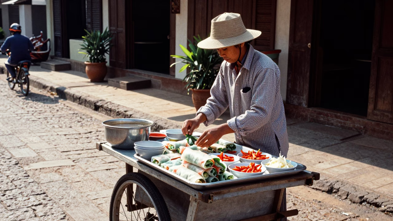 Sauce Midmorning at Bright Midmorning Light in Luang Prabang in in Luang Prabang, Laos