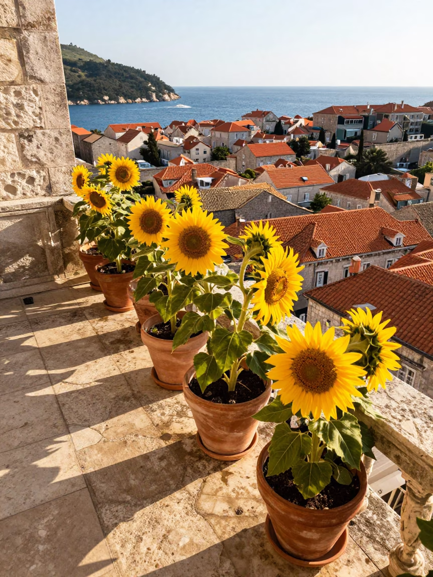 Saucers in Dubrovnik at Late Afternoon Light in in Dubrovnik, Croatia
