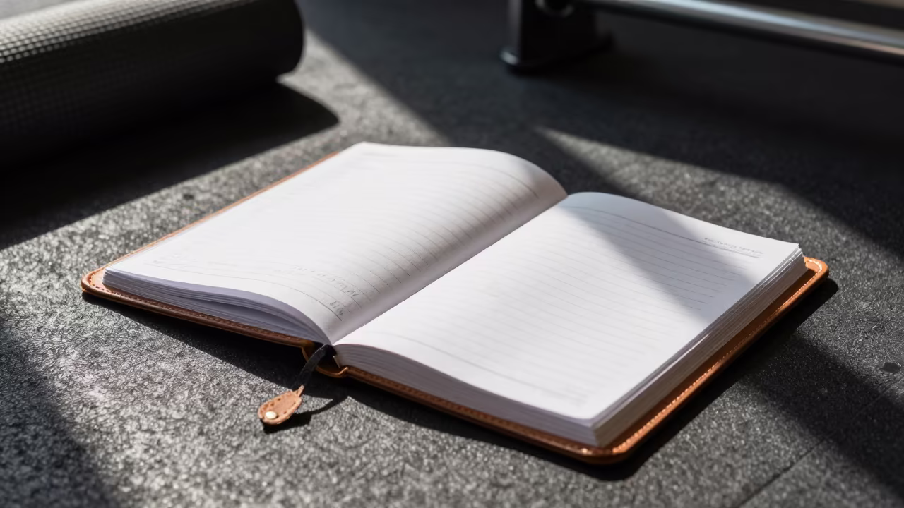 Sauna Cleaning Binder on Studio Floor in inside a yoga studio before the session begins in Kayseri