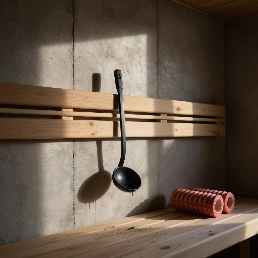Sauna Ladle Hook Rail in Yekaterinburg Recovery Lounge in inside a recovery lounge beside foam rollers in Yekaterinburg