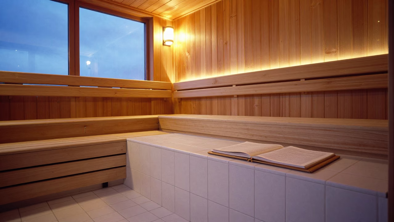 Sauna Log Binder in Elazig Climbing Gym Blue Hour in inside a climbing gym warmup zone in Elazığ