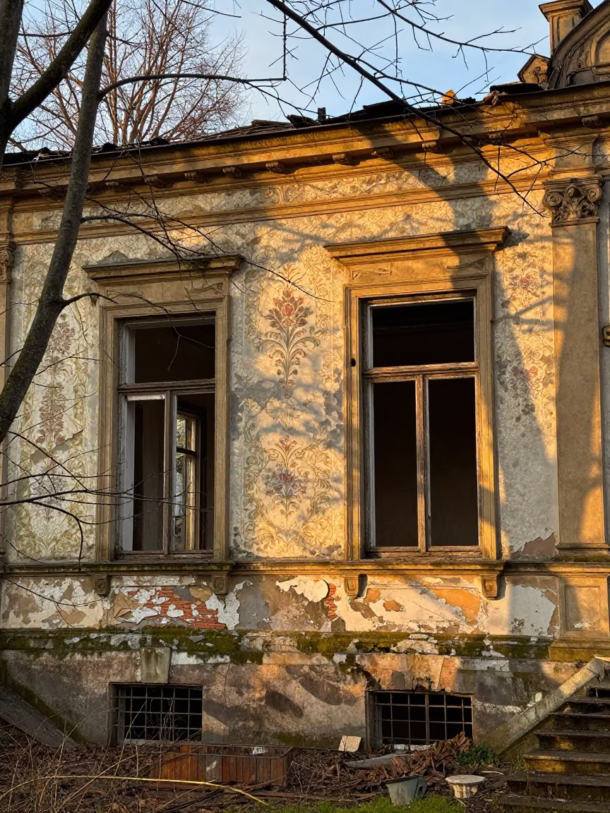 Saxony Victorian Ruin Peeling Wallpaper in in Saxony