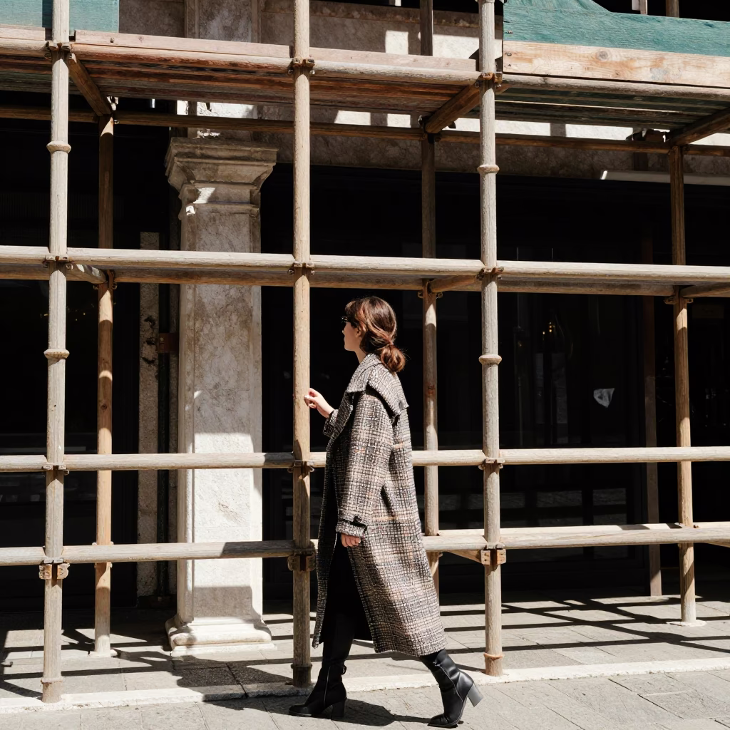 Scaffold Joints in Venice at Midday Light in in Venice, Italy
