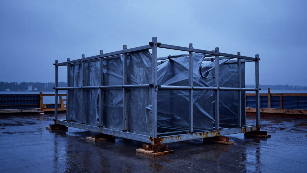 Scaffold Plank Rack on Victoria Construction Deck in on an active construction deck in Victoria