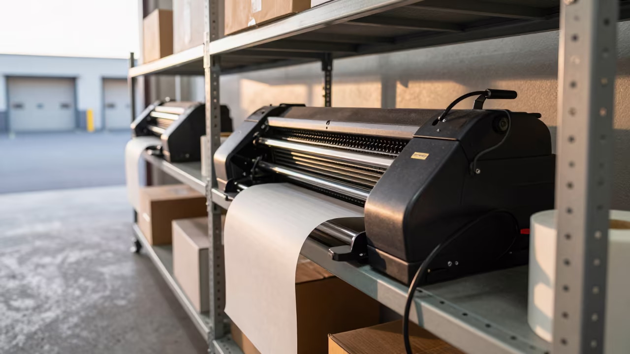 Scalehouse Printer Ribbon Shelf San Francisco Dock in inside a cross-dock lane in San Francisco