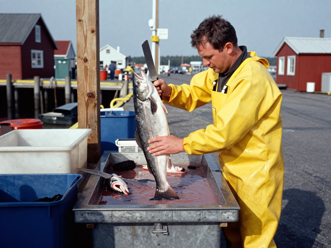 Scaling Haddock in Halifax in in Halifax, Nova Scotia, Canada