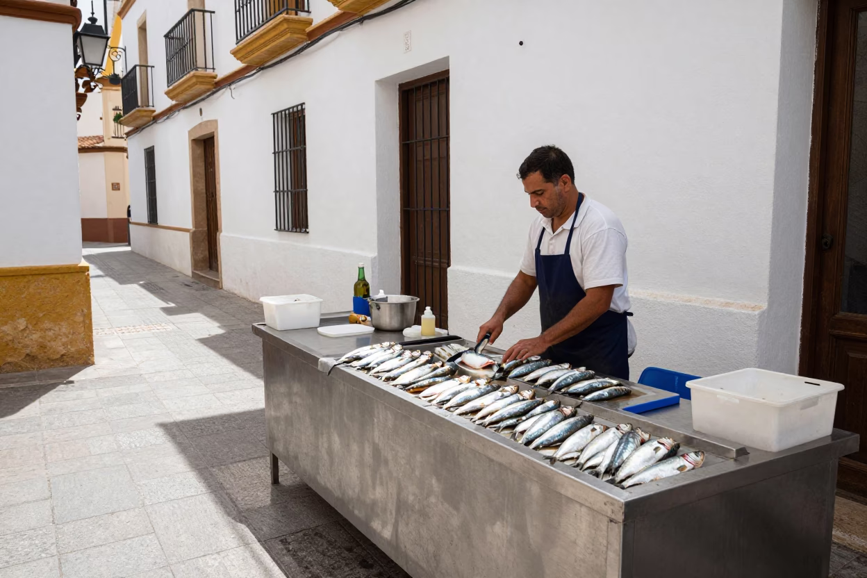 Scaling Sardines in Valencia in in Valencia, Spain