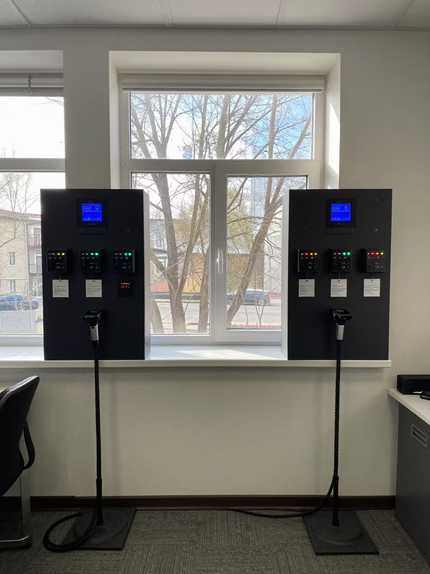 Scanner Charging Station in Kyiv Dispatch Office in inside a dispatch office above the dock in Kyiv