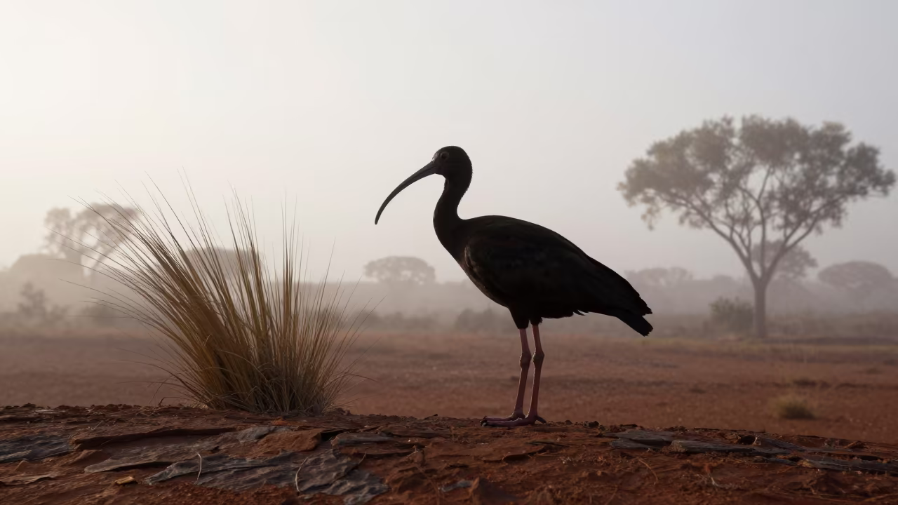 Scarlet Ibis Silhouette Dawn Rock Ledge Alice Springs in near Alice Springs
