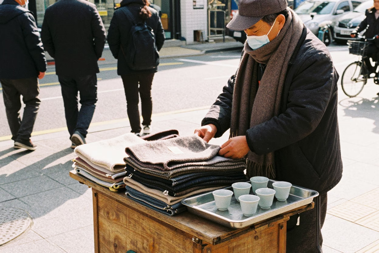 Scarves Midday in Seoul at Midday Light in in Seoul, South Korea