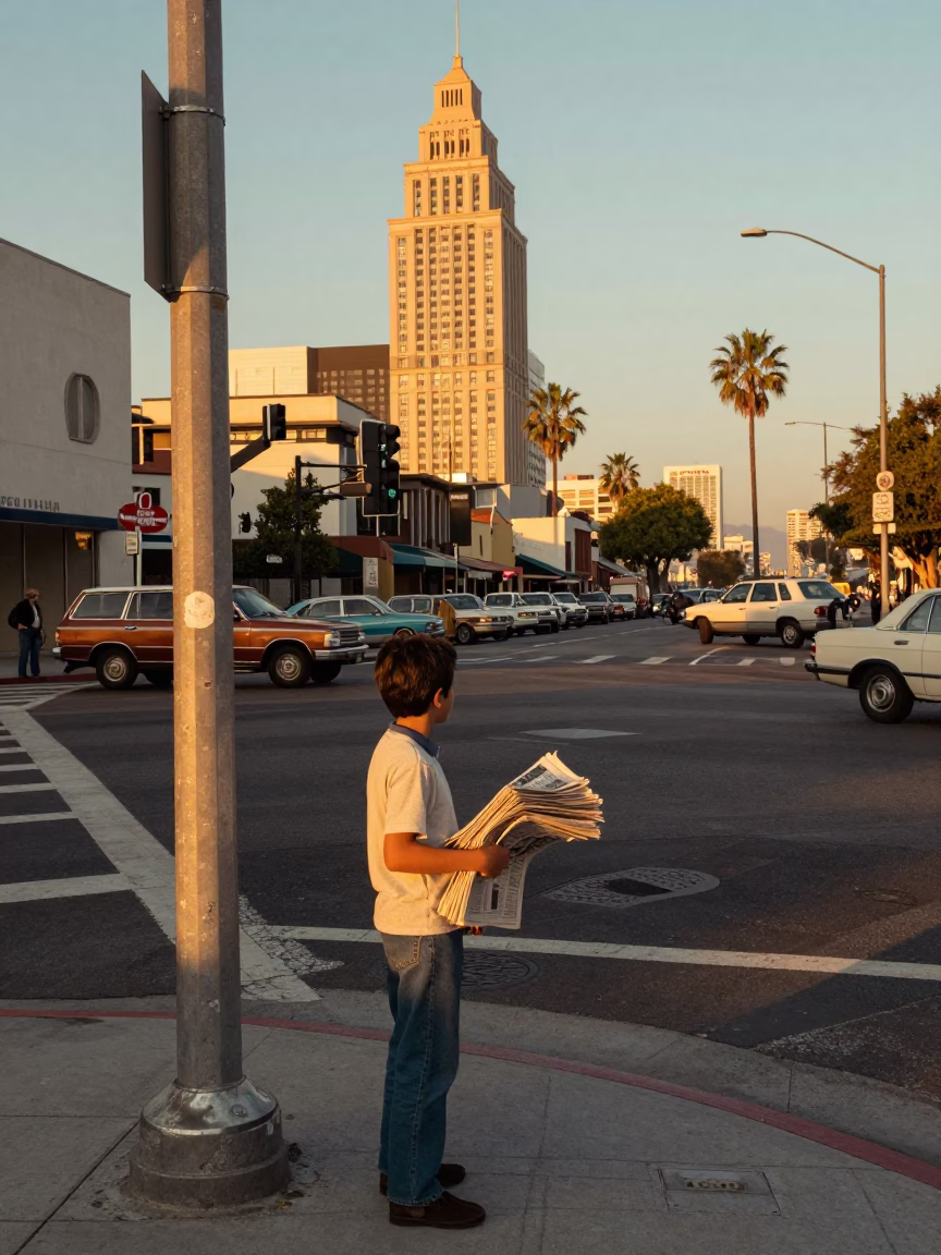 Scene 1970s in Los Angeles at Golden Hour in in Los Angeles, California, United States
