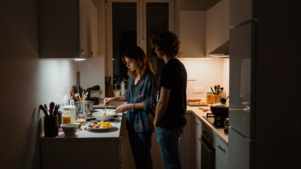 Scene Apartment at Deep In The Night Light in Lyon in in Lyon, France