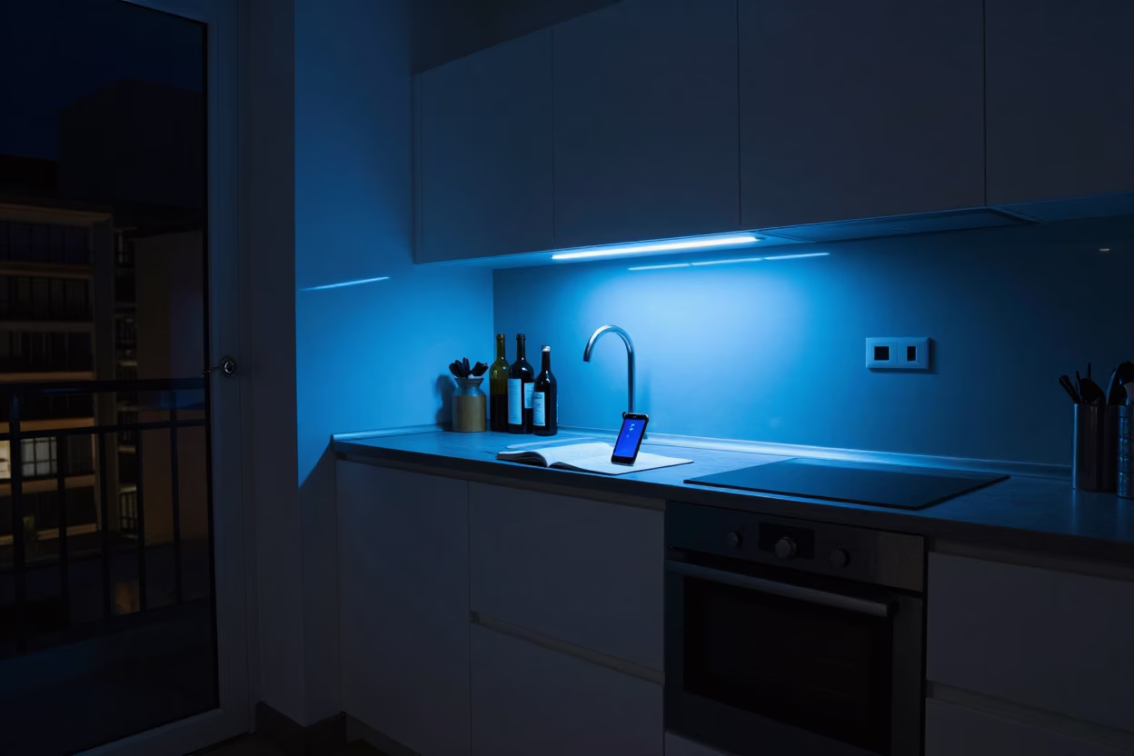 Scene Apartment in Bilbao at Deep In The Night Light in in Bilbao, Spain