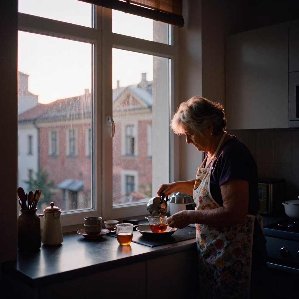 Scene Apartment in Krakow at The Early Evening Light in in Krakow, Poland