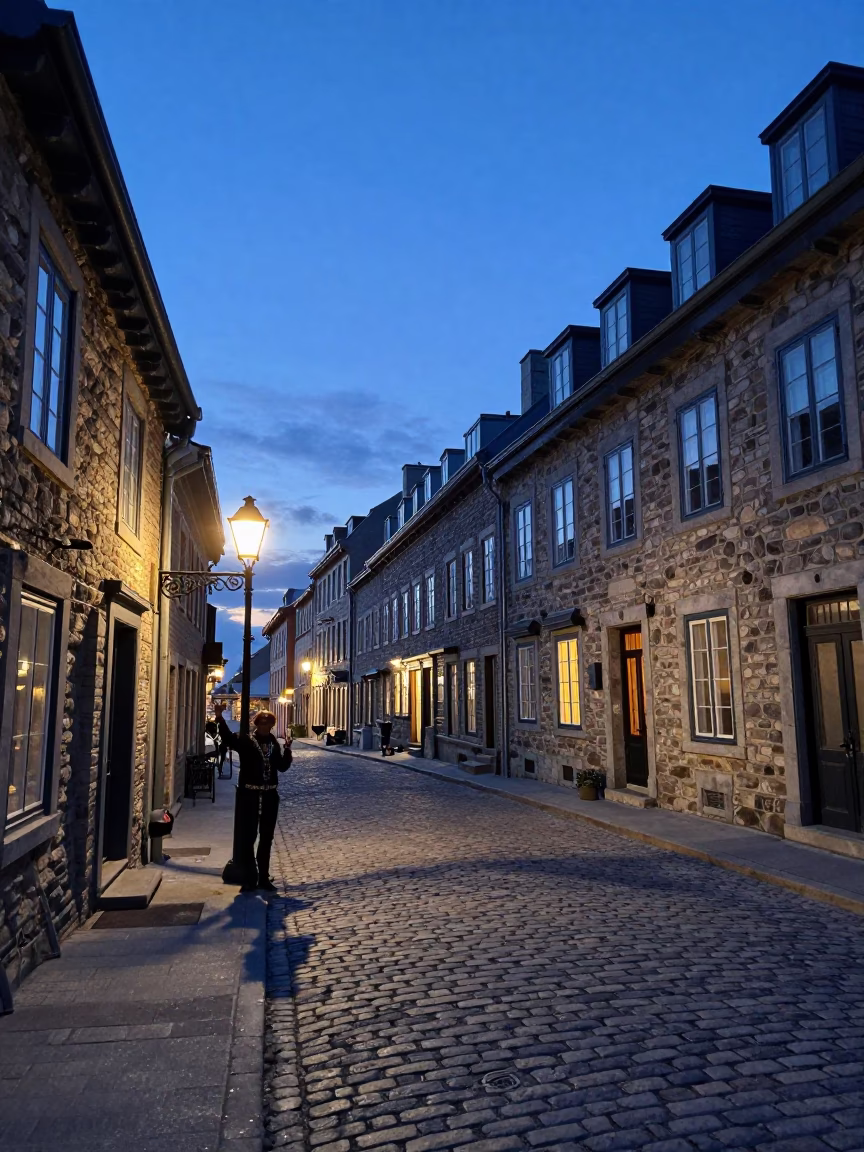 Scene at Indigo Twilight After Sunset in Quebec City in in Quebec City, Quebec, Canada