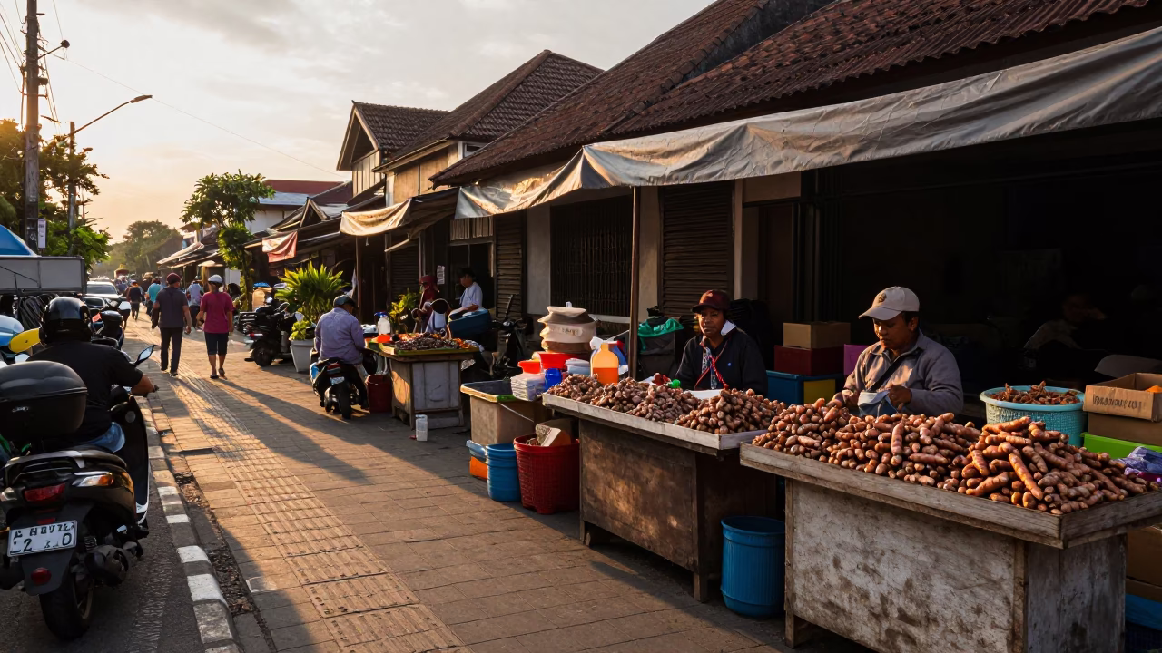 Scene Bali in Denpasar at Golden Hour in in Denpasar, Indonesia