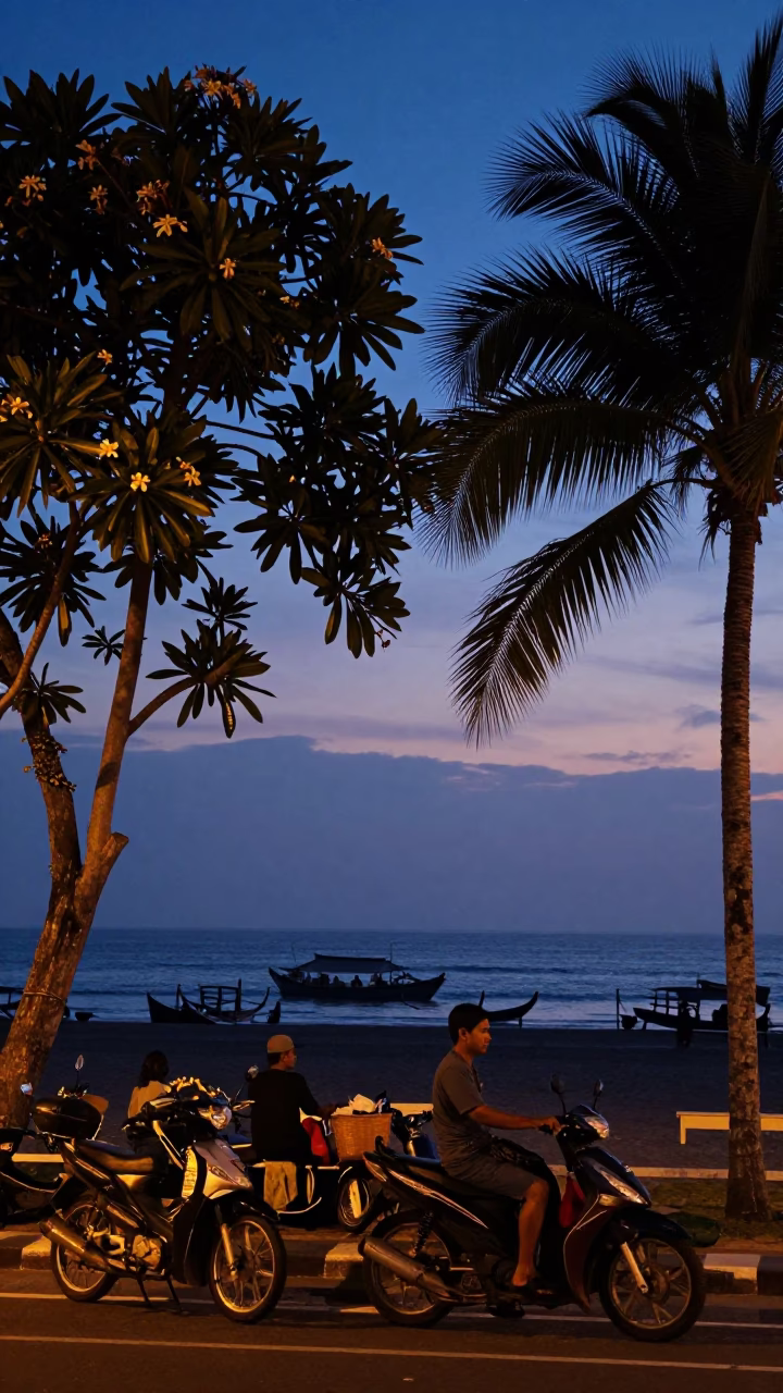 Scene Bali in Denpasar at Nautical Dawn Light in in Denpasar, Indonesia